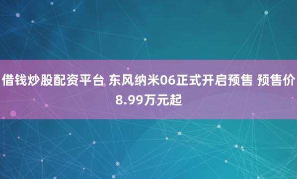 借钱炒股配资平台 东风纳米06正式开启预售 预售价8.99万元起