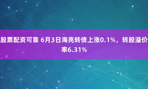 股票配资可靠 6月3日海亮转债上涨0.1%，转股溢价率6.31%