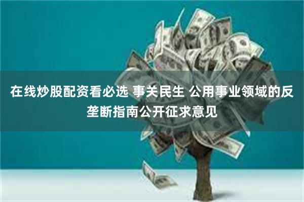 在线炒股配资看必选 事关民生 公用事业领域的反垄断指南公开征求意见